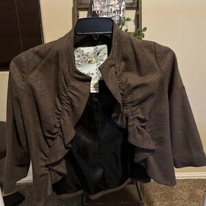 Tabitha Wool-Blend Ruffle Open Jacket – Size 4